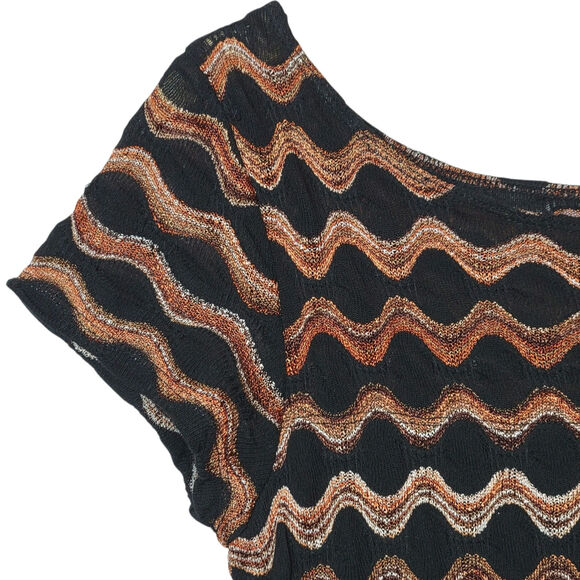 Sangria Chevron A-Line Midi Dress Multicolor Short Sleeve Office Party Fall 6 - Picture 5 of 16